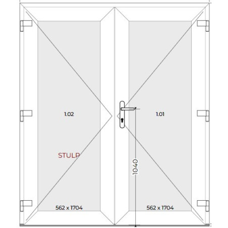 Podwójne Drzwi PVC MODERNDOOR-24 (NA ZEWNĄTRZ)