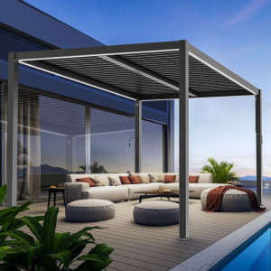 PERGOLA OGRODOWA LUXE 3x4 ALUMINIOWA Z OŚWIETLENIEM LED